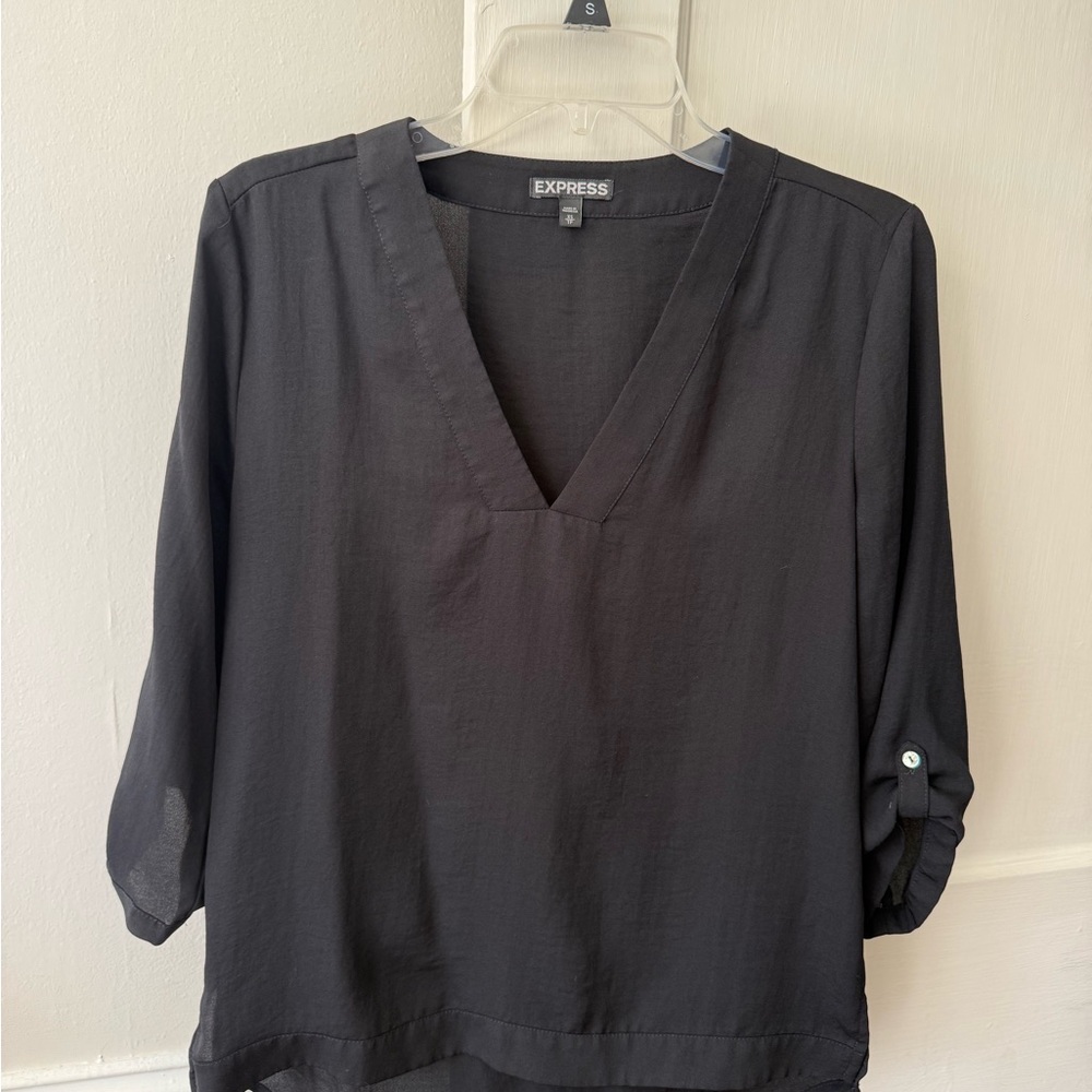 Express Women's Elegant Black V-Neck Blouse
